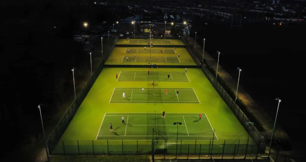 Portmarnock Tennis Club ariel shot at night
